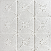 3Д панелі самоклейка, м'які стельові та стінові самоклеючі 3D панелі 700x700x5,5мм, Білі фіалки (374)