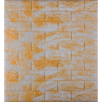 3Д панелі самоклейка під цеглу жовто-білий мармур, м'які самоклеючі 3D панелі 700x770x5мм (068-5)