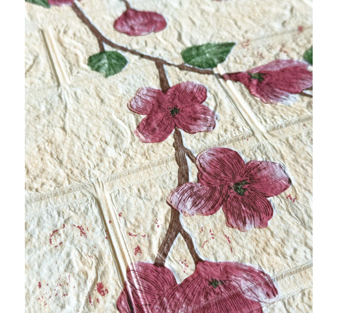 3Д панелі самоклейка, м`які стінові самоклеючі 3D панелі під цеглу 700x770x3мм, Сакура (6234-3)