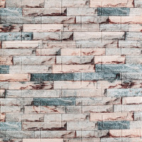 3Д панелі самоклейка, м'які стінові самоклеючі 3D панелі під бежево-блакитну Катеринославську цеглу 700x770x3мм (349-3)