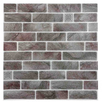 Самоклеющаяся декоративная 3D панель кирпич коричнево-красный клинкер 700x700x3мм (414-3)