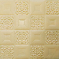3Д панелі самоклейка 70x70см, стінові та стельові самоклеючі 3D панелі, Бежевий орнамент (182-3)
