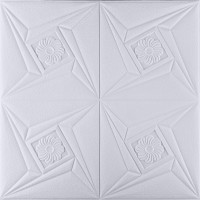 3Д панелі самоклейка, м'які стельові та стінові самоклеючі 3D панелі білі 700x700x6мм, Ромб квітка (0101-6)
