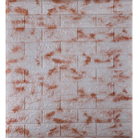 3Д панелі самоклейка під цеглу біло-коричневий мармур, м'які самоклеючі 3D панелі 700x770x5мм (100-5)