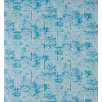 Самоклеющаяся декоративная 3D панель под кирпич голубой мрамор 700x770x3мм (65-3)