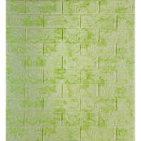 Самоклеющаяся декоративная 3D панель под кирпич салатовый мрамор 700x770x3мм (64-3)