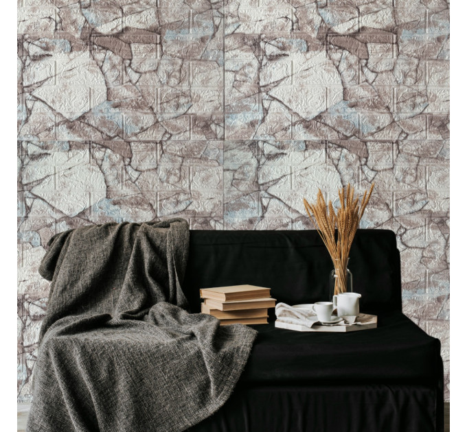 3Д панелі самоклейка під цеглу королівський мармур 700x770x3мм, стінові самоклеючі 3D панелі  (351-3)