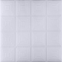 3Д панелі самоклейка, м'які стельові та стінові самоклеючі 3D панелі 700x700x6мм, Білі піраміди (021-6)