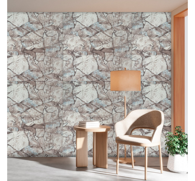 3Д панелі самоклейка під цеглу королівський мармур 700x770x3мм, стінові самоклеючі 3D панелі  (351-3)