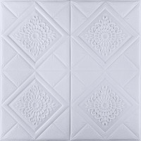 3Д панелі самоклейка, м'які стельові та стінові самоклеючі 3D панелі білі 700x700x5мм, Візерунок в ромбі (022-6)