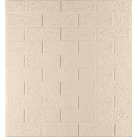 3Д панелі самоклейка під цеглу 700x770x5мм, стінові самоклеючі 3D панелі, Слонова кістка (345-5)
