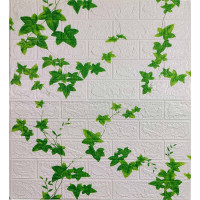 3Д панелі самоклейка, м`які стінові самоклеючі 3D панелі під білу цеглу 700x770x3мм, Плющ (5056-3)