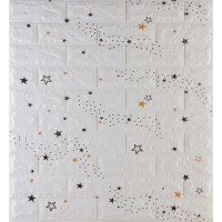 3Д панелі самоклейка, м'які стінові самоклеючі 3D панелі під білу цеглу з зірками 700x770x7мм (021-7)