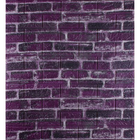3Д панелі самоклейка, м'які стінові самоклеючі 3D панелі під фіолетову Катеринославську цеглу 700x770x5мм (041)