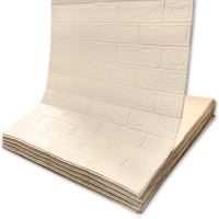 3Д панелі самоклейка під цеглу Слонова кістка в рулоні 3,08м, стінові самоклеючі 3D панелі (345-3 рулон)