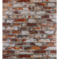 3Д панелі самоклейка, м'які стінові самоклеючі 3D панелі під червоно-білу Катеринославську цеглу 700x770x5мм (341)