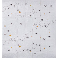 3Д панелі самоклейка, м'які стінові самоклеючі 3D панелі під білу цеглу з зірками 700x770x3мм (021-3)