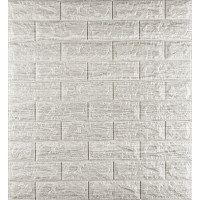 3Д панелі самоклейка, м'які стінові самоклеючі 3D панелі під світло-сірий цегла в смужку 700x770x7мм (330-7)