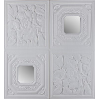 3Д панелі самоклейка Білий квадрат зі сріблом 70x70см, стінові та стельові самоклеючі 3D панелі (375)