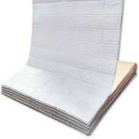 3Д панелі самоклейка в рулоні 3080x700x3мм, м'які стінові самоклеючі 3D панелі під білу матову цеглу (001м-3 рулон)