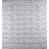 3Д панелі самоклейка, м'які стінові самоклеючі 3D панелі під срібну цеглу 700x770x5мм (017-5)