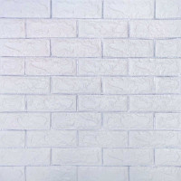 3Д панелі самоклейка під білу матову цеглу зі сріблом 700x770x7мм, стінові самоклеючі 3D панелі (100-7мс)