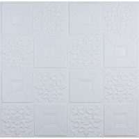 3Д панелі самоклейка, м'які стельові та стінові самоклеючі 3D панелі Білі фігури 700x700x3мм (114-3)