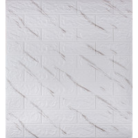 3Д панелі самоклейка, м'які стінові самоклеючі 3D панелі під цеглу Білий мармур 700x770x5мм (240)