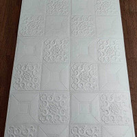 3Д панелі самоклейка в рулоні 19.6м, м'які стельові та стінові самоклеючі 3D панелі, Білі з орнаментом (114-3 рулон 19.6)
