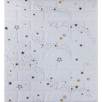 3Д панелі самоклейка, м'які стінові самоклеючі 3D панелі під білу цеглу з зірками 700x770x5мм (021-5)