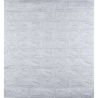 3Д панелі самоклейка, м'які стінові самоклеючі 3D панелі під срібну цеглу 700x770x3мм (017-3)