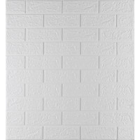 3Д панелі самоклейка, м'які стінові самоклеючі 3D панелі під білу цеглу 700x770x5мм (001-5)
