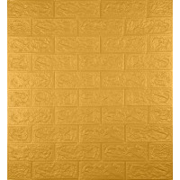3Д панелі самоклейка, м'які стінові самоклеючі 3D панелі під золоту цеглу 700x770x5мм (011-5)