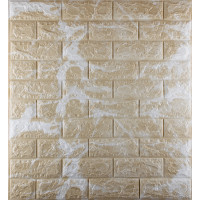 3Д панелі самоклейка, м'які стінові самоклеючі 3D панелі під цеглу мармур капучино 700x770x5мм (220)