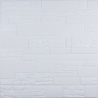 3Д панелі самоклейка, м'які стінові самоклеючі 3D панелі під рвану комбіновану білу цеглу 700x700x5мм (325)