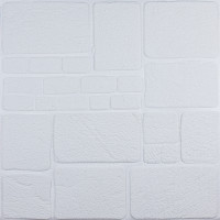 3Д панелі самоклейка, м'які стінові самоклеючі 3D панелі під білий камінь 700x700x6мм (151)