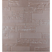 3Д панелі самоклейка, м'які самоклеючі 3D панелі під рвану цеглу, Рожеве золото 700x700x5мм (326)