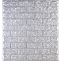 3Д панелі самоклейка, м'які стінові самоклеючі 3D панелі під срібну цеглу 700x770x7мм (017-7)