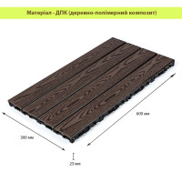 Композитна плитка ДПК 60х30х2.3см, декінг, садовий паркет (SW-00003291)