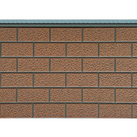 Фасадні металеві PU панелі з утеплювачем, сайдинг для фасаду під коричневу цеглу 3800х415х15мм