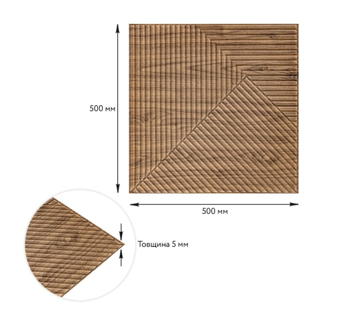 Самоклеючі 3Д панелі 50x50см під бамбук, 3D панелі самоклейка для стін, Темно-коричневе дерево (SW-00002886)