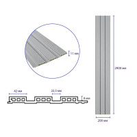 Декоративні рейки на стіну, рейкові панелі 290х20х1,1см, Світлий Сірий (SW-00003012)