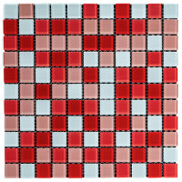 Самоклеюча скляна мозаїка 298х298х4,5мм, мозаїчна плитка на стіну, Червона (SW-00002367)
