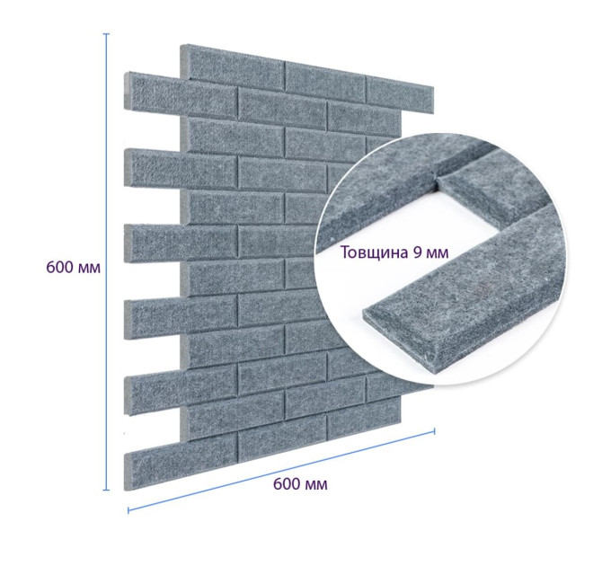 Самоклеючі звуко- та теплоізоляціних войлочних панелей 30х30см для стін та стелі, Темно-сірий (SW-00002704)