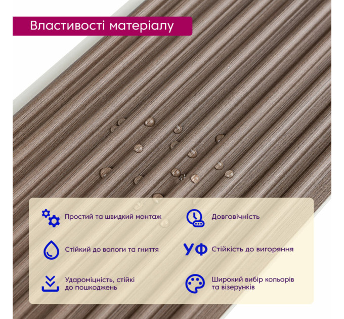 Декоративні рейки на стіну, рейкові панелі 290х10х1см (SW-00003024)