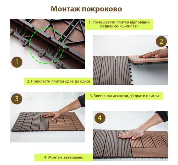 Композитная плитка ДПК 300х600х23 мм SW-00003290