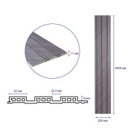 Декоративні рейки на стіну, рейкові панелі 290х20х1,1см, Сірий  (SW-00003010)