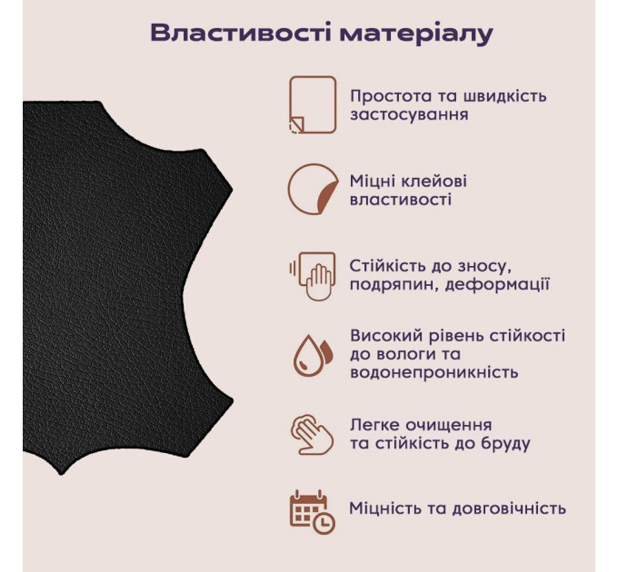 Самоклеющая экокожа в рулоне 1м, кожзам самоклейка, Черная
