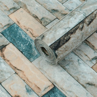 Самоклеючі шпалери в рулонах для стін 2800х500х1,5мм, Бірюзово-бежева цегла  (SW-00001943)