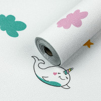 Самоклеючі шпалери в рулонах для стін в дитячу кімнату 2800х500х1,5мм, Дельфін єдиноріг з веселкою (SW-00001946)